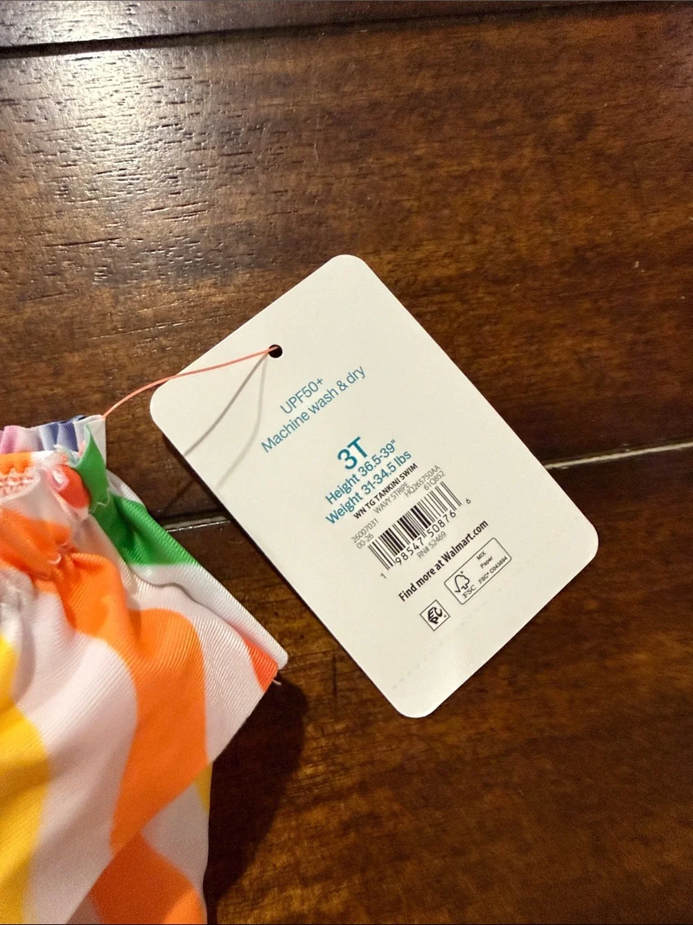 wonder nation Rainbow Wave Ruffle Tankini — Multicolor Stripes